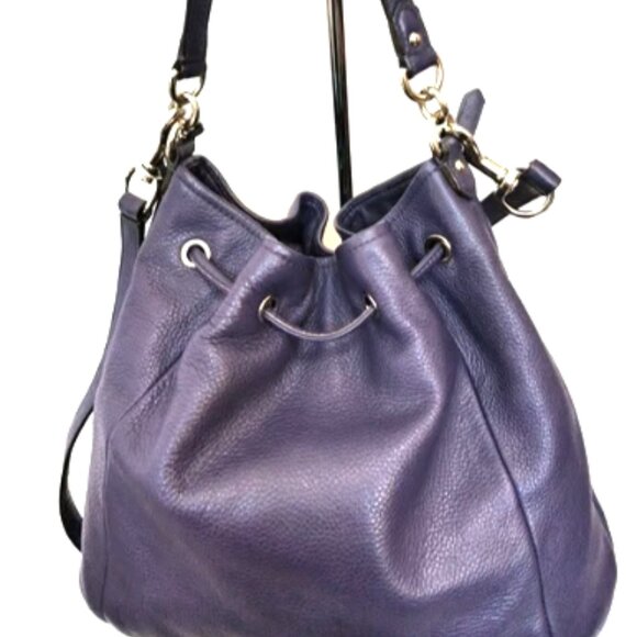 COACH AVERY PURPLE PEBBLE LEATHER DRAWSTRING BAG #27003 EUC - Picture 3 of 6
